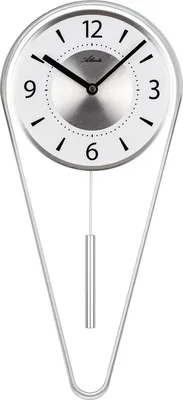 Produktbild von Atlanta 5008/19 Wanduhr Quarz mit Pendel silbern Pendeluhr modern