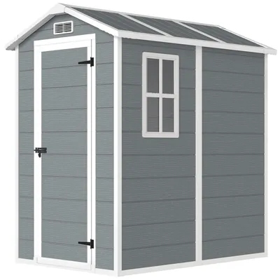 Produktbild von Outsunny Gerätehaus 2,1m², Wasserdicht Gartenhaus mit Boden Pultdach Grau