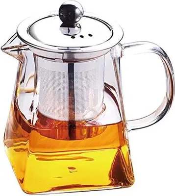 Produktbild von Tebery Glasteekanne mit teesieb, 750 ml Quadratische Teekanne, Teekessel mit Infuser, hitzebeständig, Borosilikatglas