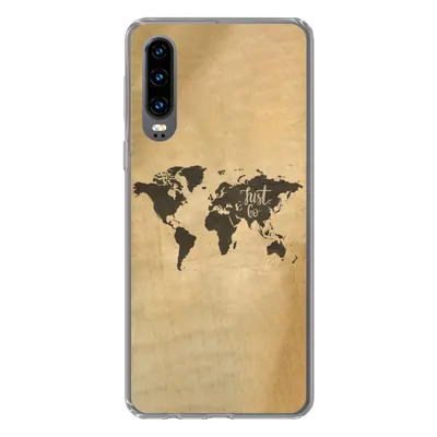 Produktbild von MuchoWow® Handyhülle Schutzhülle Hülle für Huawei P30 Weltkarte - Karte - Sprichwörter Silikon Softcase Handy Hülle - Kartenbesitzer