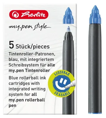 Immagine prodotto di Set 5 ricariche roller my.pen – inchiostro blu correggibile