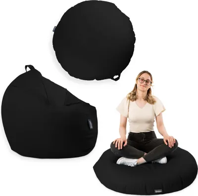 Produktbild von Sitzsack mit füllung 2 in 1 Sitzkissen Bean Bag Outdoor Indoor Wasserfest | Schwarz 125cm