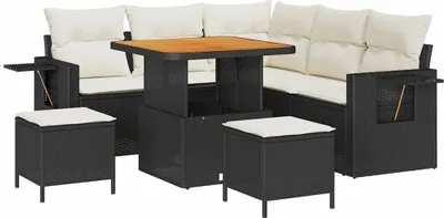 Immagine prodotto di vidaXL Set di divani da giardino con cuscini 8 pezzi in polirattan nero