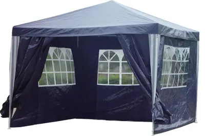 Produktbild von Kronenburg PE Pavillon 3x3m Gartenzelt wasserdicht Partyzelt mit 4 Seitenteilen blau