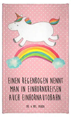 Produktbild von Mr. & Mrs. Panda Handtuch Einhorn Regenbogen - Rot Pastell - Geschenk, Erwachsenwerden, Gästetuch, Motiv, badezimmer, Klein, Unicorn, Einhornpower, Glitzer, Kleines