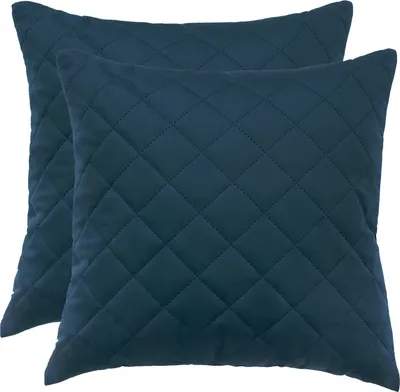 Produktbild von Samt Kissen Set, Zierkissen, 45x45 cm, Dunkelblau, mit Füllung, Deko Kissen, Sofakissen für Wohnzimmer Schlafzimmer, Quilted Royal Blue [091]