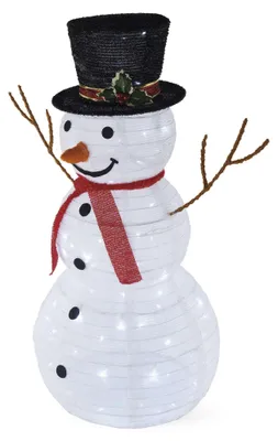 LED faltbarer Schneemann, 94 cm, Außen und Innen, Kaltweiß