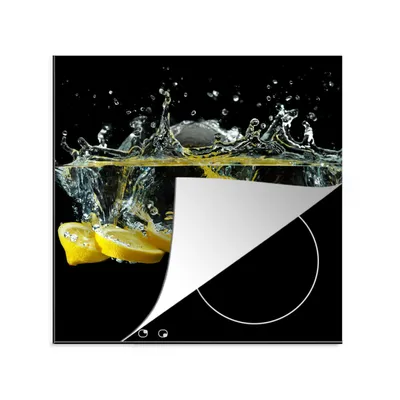 Produktbild von KitchenYeah© Herdabdeckplatte Zitrone - Frucht - Gelb - Stilleben - Wasser , 78x78cm, Küche Deko, Glaskeramikkochfeld Herdabdeckung, Abdeckplatte fùr Kochfeld