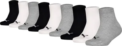 Produktbild von PUMA Kinder Quartersocken, 9er Pack - Plain Quarter ECOM 9P, Logo, einfarbig Schwarz/Weiß/Grau 27-30
