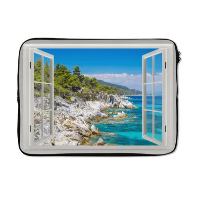 Produktbild von MuchoWow® Laptop Hülle 14 ZollAussicht - Meer - Felsen Laptoptasche - Laptoptasche - Stoßsicher - Schutzhaube