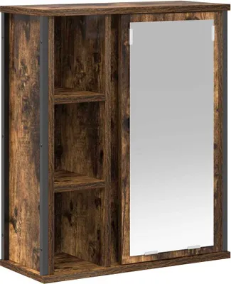 A product shot of a bathroom wall cabinet with a mirror and shelves.