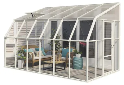 Produktbild von Rion Kunststoff Anlehngewächshaus Sun Room 46 Weiß 384x258x266 cm