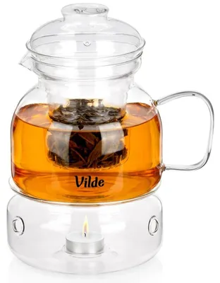 Produktbild von Vilde | Teekanne mit Siebeinsatz - 1,5 l - Aus Glas - Edelstahlfilter - Hitzebeständig - Für losen Tee und Kräuter