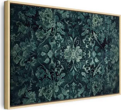Produktbild von Italienischer Leinwand Leinwandbild - Oriental Pattern Carpet: Emerald Ornaments and Worn Patterns 120x80 cm Muster p-H-10001-b-a