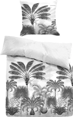 Produktbild von TOM TAILOR 0067660 Satin Bettwäsche PALMGARDEN color: black, size: 1x 135x200 cm + 1x 80x80 cm