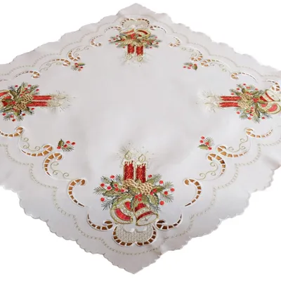 Produktbild von Mitteldecke Kerzen Stick ecru bunt Tischwäsche 85x85 cm