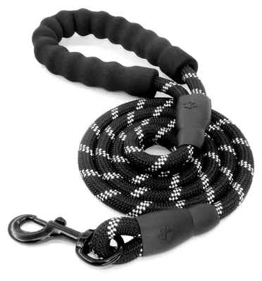 Produktbild von Hundeleine 1,2 m, Gepolsterter Tragegriff, Reflektierend, Nylon, Für Training und Gassigehen, Leine für Welpen, kleine, mittlere und große Hunde (120×1 cm) Schwarz