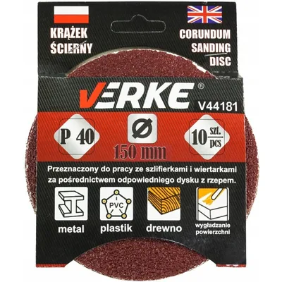 Obrázok produktu pre Brúsny kotúč 150 mm P40, 10 ks, VERKE