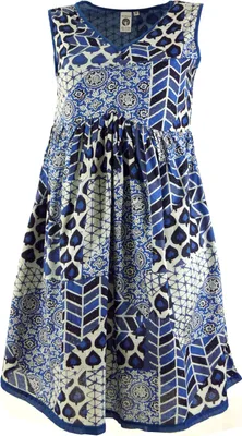 Produktbild von Minikleid, Boho Tunikakleid, BlockdruckTunika - Indigo, Damen, Blau, Baumwolle, Größe: L