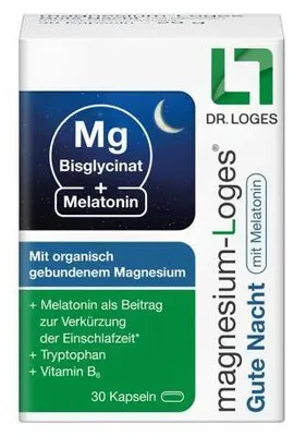 Produktbild von Magnesium-Loges Gute Nacht mit Melatonin Kapseln 30 St