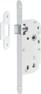Image de Serrure encastrable pour porte intérieure, axe 40mm, bouts ronds, blanc - THIRARD