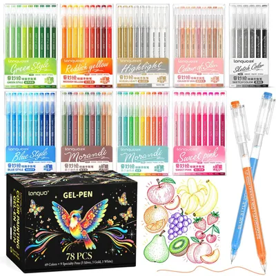 Productafbeelding van 78 Gelpennen voor Volwassenen, Inkleuren & Journaling, 69 Kleuren