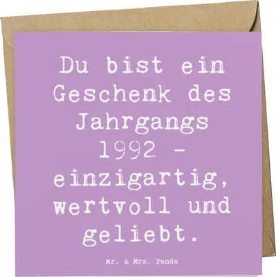 Produktbild von Mr. & Mrs. Panda Klappkarte Spruch 1992 Geburtstag Geschenk - Lavendeltraum - Glückwunschkarte, Geburtstagsgeschenk, Happy Birthday, anlasskarte, Jubiläum, Alter