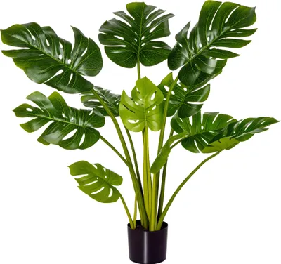 Produktbild von künstliche Pflanzen 110 cm künstlicher Monstera Kunstpflanzen im Topf Kunstbaum Zimmerpflanze Dekopflanze Büropflanze Kunststofftopf für drinnen und d