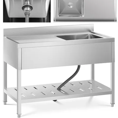 Produktbild von Royal Catering Dřezová skříňka - 1 umyvadlo - nerezová ocel - 49 x 42 x 24,5 cm