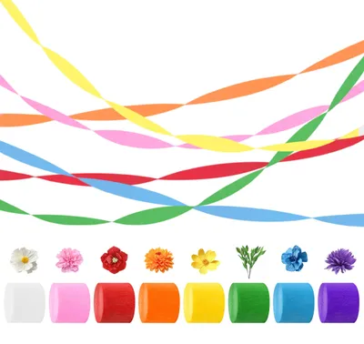 Krepppapier Streamer, 8 Rollen, 8 Farben, 25 m, Party Deko