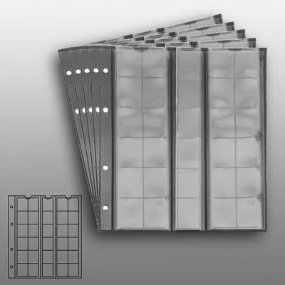 Produktbild von Prophila Collection 5 numismatische Münzhüllen, je 30 Fächer bis 25 mm Ø, mit 5 schwarzen Karton-Zwischenblättern