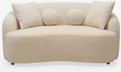 Image de Canapé design 2 places incurvé beige Teddybouclé Tissu Lazy
