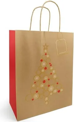 Obrázek produktu pro Papírová taška na dárky KRAFT 180x80x220 mm s vánočním stromkem