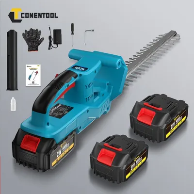 Produktbild von Akku-Heckenschere 525 mm mit 2 Akkus und Ladegerät 21V 600W Elektro-Heckenschneider ergonomisch für Hecken Gartenschere elektrisch mit Fronthandschutz