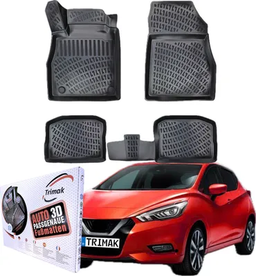 Produktbild von Trimak Autofußmatten kompatibel mit NISSAN MICRA 5.Gen ab 2017 Auto Allwetter Gummimatten