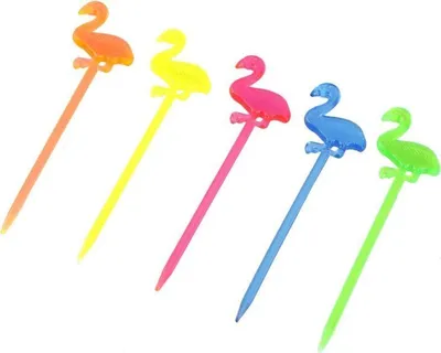 Zdjęcie produktu dla Szaszłyki do koktajli Flamingo | 50 sztuk | wielokolorowe