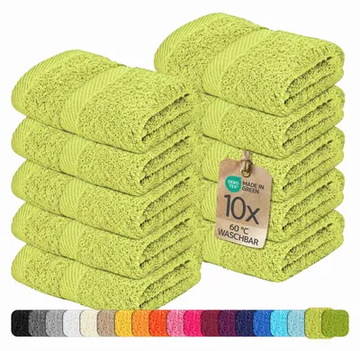 Produktbild von etérea Carli Frottier 100% Baumwolle 500 g/m² – 10er Set Gästetücher Lime 30x50 cm