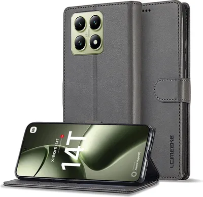 Immagine prodotto di Custodia per Xiaomi 14T Pro Custodia flip in pelle con chiusura magnetica e supporto, custodia protettiva Grigio