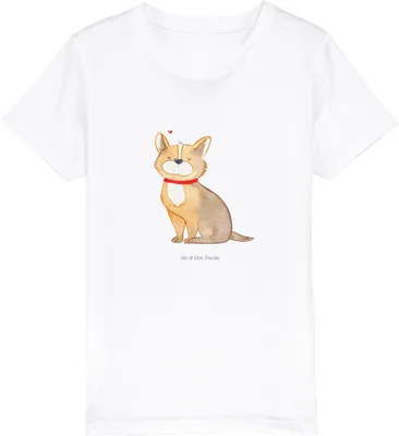 Produktbild von Mr. & Mrs. Panda Kleinkinder T-Shirt Hund Glück 3-4 Jahre (98/104) - Weiß - Geschenk, Süß, Kindershirt, Öko Kinder, Spruch, für, Teenager, Sprüche, Corgie, Herz