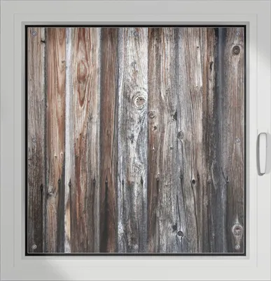 Produktbild von Wallario Lichtschutzbild, Dekorativer Sichtschutz Sonnenschutz 96 x 100 cm mit Motiv: Alte Holzwand - Holzplanken in grau und braun - Verdunklung ohne Bohren