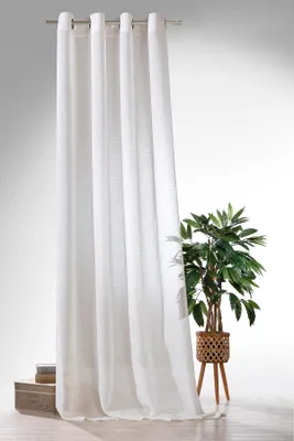Obrázek produktu pro Heimtexland ® Eyelet šátek lněný vzhled přírodní Deco záclona transparentní Boho záclona Natural Living VxŠ 245x135 Typ891 pruhovaný přírodní
