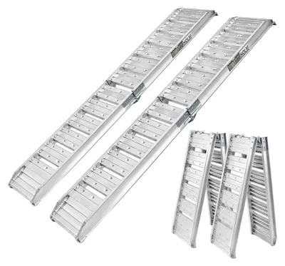 Produktbild von TRUTZHOLM 2x Auffahrrampe klappbar 180 cm Traglast 400 kg Alu grau geriffelt/ gelocht Verladerampe