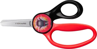 Productafbeelding van Fiskars 1064075, kinderschaar, rechte snede, enkel beeld, zwart, rood, roestvrij staal, schaar voor kunst en handwerk, stompe punt