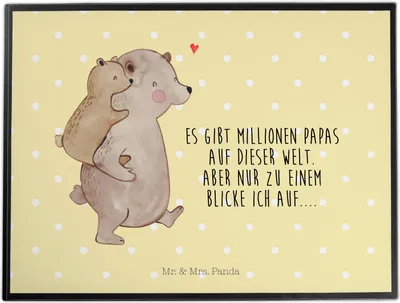 Produktbild von Mr. & Mrs. Panda Schreibunterlage Papa Bär - Gelb Pastell - Geschenk, schreibtischunterlagen, tischpad, schreibtischunterlage, Unterlage Schreibtisch, Vatertag, Muttertag