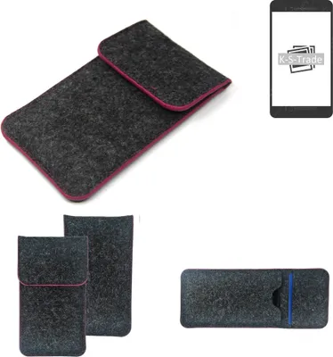 Produktbild von K-S-Trade Handy Schutz Hülle kompatibel mit Apple iPhone 12 Schutzhülle Handyhülle Filztasche Pouch Tasche Case Sleeve Filzhülle dunkelgrau rosa