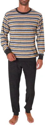 Produktbild von Eleganter Herren langarm Frottee Schlafanzug Pyjama mit Bündchen - auch in Übergrößen ; orange , 52