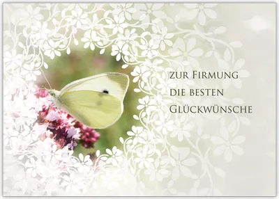 Produktbild von Traumhafte Glückwunsch Karte mit Schmetterling und Blüten "Zur Firmung die besten Glückwünsche"