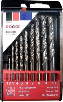 Produktbild von ROOKS Metallspiralbohrer OK-03.4650 1/2/3/4/5/6/7/8/9/10mm Schnellarbeitsstahl