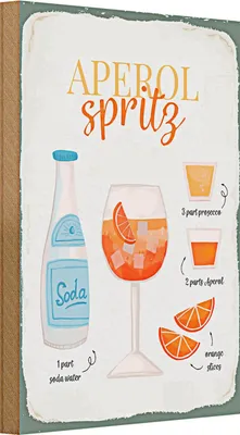Produktbild von Holzschild Rezept Aperol Spritz Cocktail Recipe 20x30cm