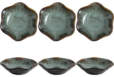 Keramik-Dippschalen 6er-Set, vintage grün, 10 x 2,5 cm